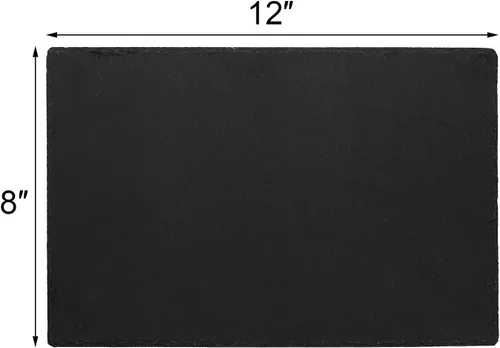 Vista 2 de Hacaroa Tabla de queso de pizarra de 6 piezas, 12 x 8 pulgadas, charcutería negra, bandeja de placa de piedra de pizarra natural, plato gourmet