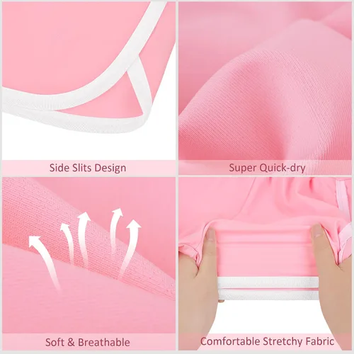 Vista 4 de Resinta Paquete de 5 pantalones cortos deportivos para niñas, pantalones cortos de fútbol para niños, de secado rápido, pantalones cortos
