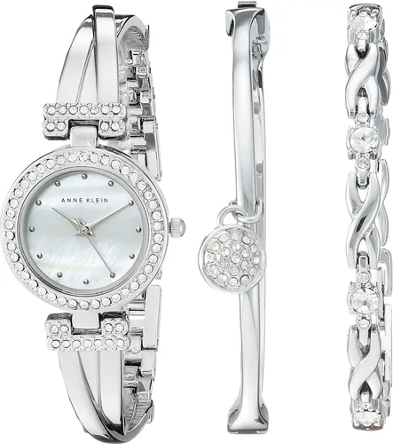 Vista 6 de Anne Klein - Juego de reloj tipo pulsera para mujer con detalles de cristal de primera calidad y brazalete