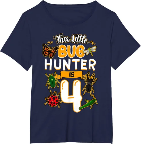 Vista 17 de Camiseta de fiesta de cumpleaños de insectos de este cazador de insectos de 4 años, Negro, S