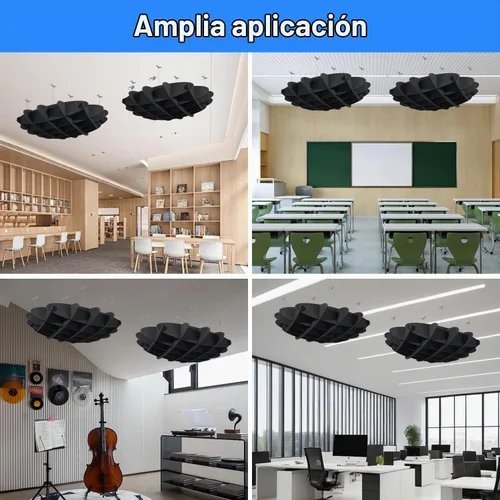 Vista 9 de Panel acústico de gofres para techo, paneles acústicos POOMEL absorbentes de sonido, gran panel de reducción de ruido colgante, difusores de sonido