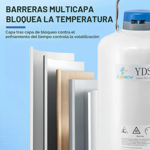 Vista 7 de CXRCY 10L Nitrógeno Líquido Dewar, Aleación de Aluminio LN2 Tanque con 6