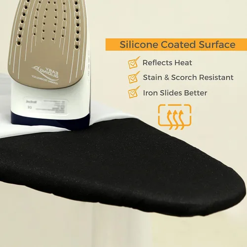 Vista 4 de SAVUK Funda y almohadilla para tabla de planchar, 18 x 49 pulgadas, extra ancha, ajuste de borde elástico ajustable, extra gruesa, reflectante