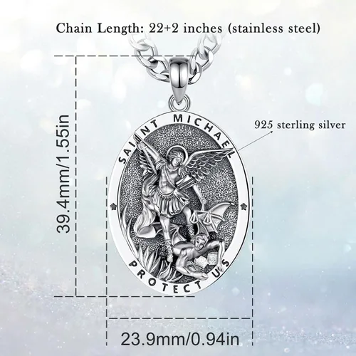 Vista 6 de INFUSEU Regalos religiosos únicos para hombres y mujeres, collares con colgante de San Miguel, San Cristóbal, San Benito, Virgen María