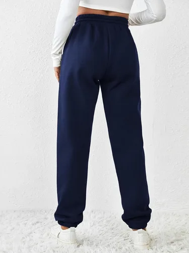 Vista 4 de Pinspark Pantalones deportivos con forro polar para mujer, para invierno y otoño, pantalones deportivos casuales holgados con bolsillos