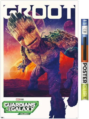 Vista 18 de Trends International Marvel Guardianes de la Galaxia Vol. 3 - Póster de pared Groot One Sheet 22.4L x 14.7W, versión enmarcada de madera de granero