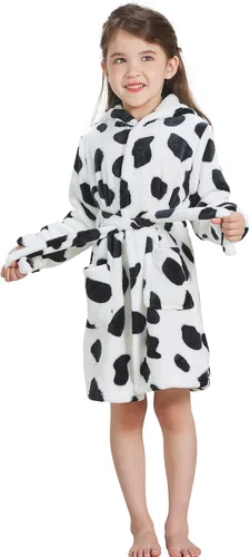 Vista 3 de ECHERY Pijama con capucha para niños y niñas, suave forro polar, unisex, bata de baño