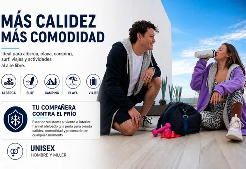 Vista 3 de MACAR Parka de natación impermeable con forro polar, ideal para actividades junto a la piscina y al aire libre Negro