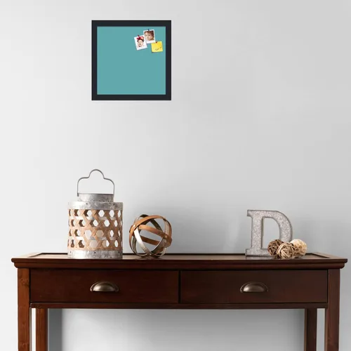 Vista 3 de PinPix Tablero de anuncios de corcho de 12 x 12 pulgadas. Este tablero decorativo enmarcado viene con diseño pastel aguamarina y un marco negro