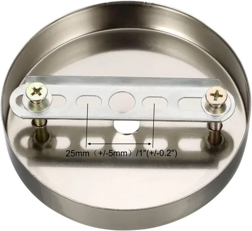 Vista 2 de uxcell Placa de luz de techo retro con base puntiaguda chasis disco colgante accesorios 3.937 inx0.787 in níquel W tornillo