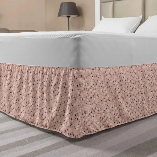 Vista 28 de Lunarable Falda de cama elástica de trébol, tréboles de cultura irlandesa con temática del día de San Patricio, 4 hojas, falda de cama de tela