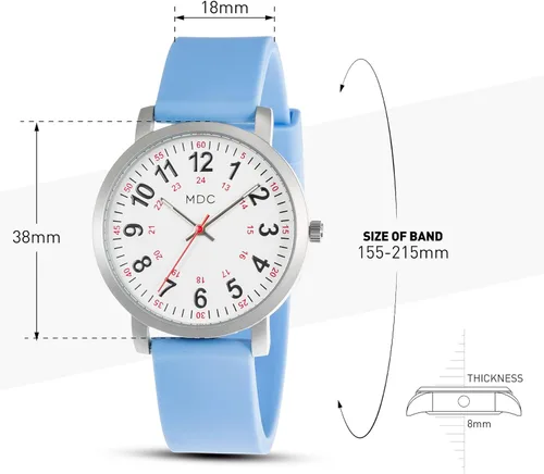 Vista 6 de Infantry MDC 5ATM Waterpfoof Nurse Watch for Medical Students,Doctors,Nursing Watches for Women with Second Hand, Military Time, Silicone Band