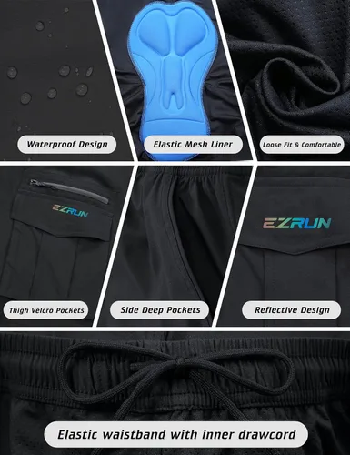 Vista 4 de EZRUN - Pantalones cortos de ciclismo de montaña acolchados 3D para hombre