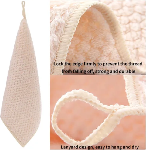 Vista 5 de Toallas pequeñas con lazo para colgar, toallas de mano para cocina y baño, superabsorbentes, suaves, lavables a máquina, toalla de secado rápido