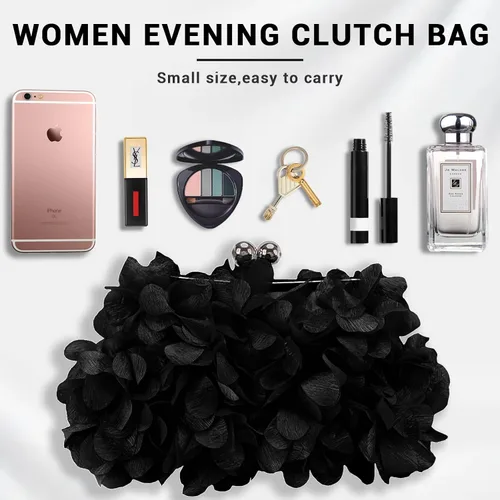 Vista 2 de JAMBHALA Bolsos de mano de noche con apliques florales, pequeños monederos de embrague para mujer