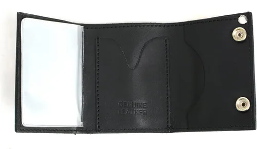 Vista 7 de Milwaukee Leather Billetera de cuero genuino para hombre con cadena de acero inoxidable antirrobo