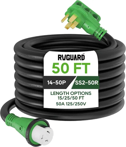 Vista 8 de RVGUARD Cable de alimentación RV de 50 amperios y 15 pies, cable de extensión de generador 14-50P a SS2-50R, cable STW resistente con indicador