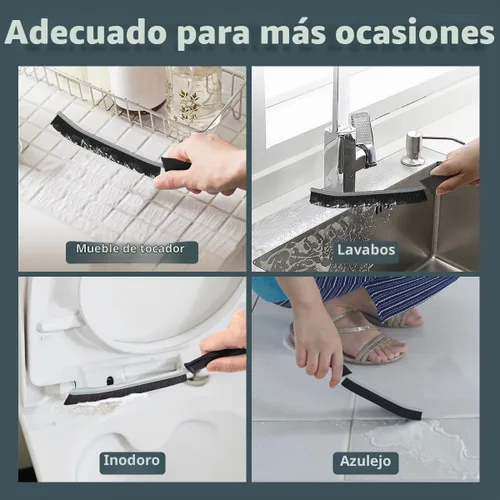 Vista 6 de Cepillo de inodoro, 2 piezas de cepillo de limpieza de baño, cepillo para fregar huecos con orificio para colgar, cepillo multifuncional de limpieza