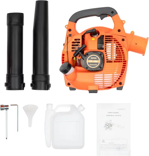 Vista 4 de Soplador de gas de mano, soplador de hojas a gas de 2 tiempos, barredora de césped de gasolina de 750 W y 25.4 cc para cuidado del césped, soplado