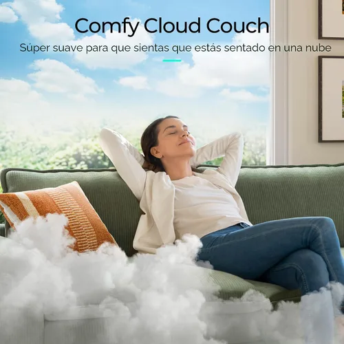 Vista 4 de LINSY HOME Sofá Seccional Modular de 123'' Sofá Verde de Pana Nube para Sala de Estar, Sofá en Forma de L con Otomana Móvil, Sofás Seccionales