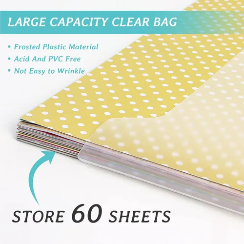 Vista 5 de Caydo Organizador de almacenamiento de papel de madera con 50 piezas de organizador de almacenamiento de papel de álbum de recortes y 120 pestañas