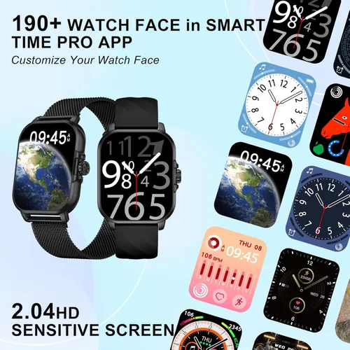 Vista 2 de WSQ Relojes inteligentes para hombres y mujeres, reloj deportivo con pantalla HD 2.04, reloj deportivo con voz AI ChatGpt 3 bandas, contador