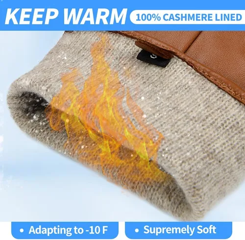 Vista 16 de MGGMOKAY Guantes de cuero para hombre, guantes de invierno de piel de oveja con forro