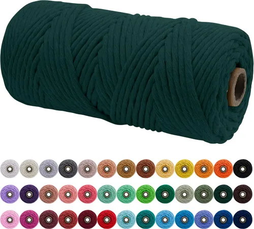 Vista 196 de JeogYong Cordón de macramé de un solo hilo 3 mm x 109 yardas (328 pies) Cuerda de algodón suave Hilo de macramé de 3 mm, suministros de macramé