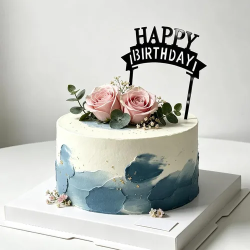 Vista 8 de Decoración negra para tartas de cumpleaños, 6 piezas acrílicas para tartas de cumpleaños, decoración de fiesta Negro