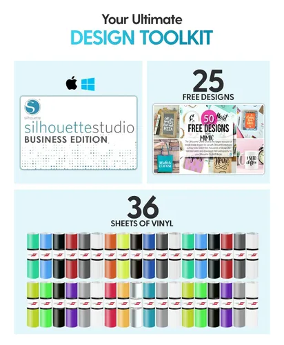 Vista 3 de Silhouette Cameo 4 Pink Bundle con kit de inicio de vinilo, kit de inicio de transferencia de calor, 2 Autoblade 2, kit de herramientas CrafterCuts