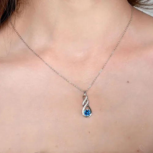 Vista 2 de Infinity Birthstone Necklace for Women Birthday Jewelry Gifts 11 - Topacio azul de Londres creado