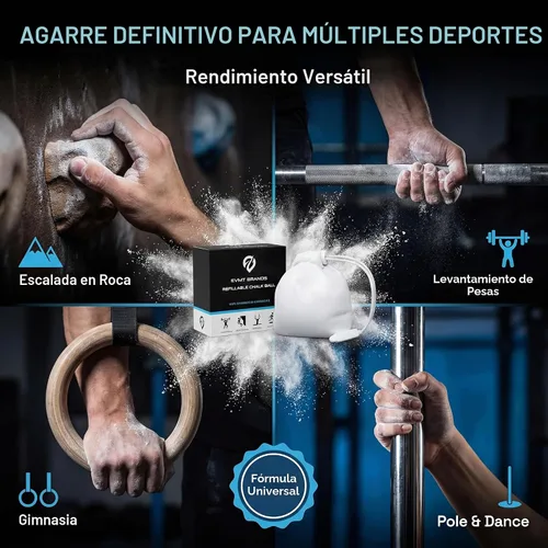 Vista 6 de EVMT Brands Liquid Chalk, Mess Free Gym Chalk for Weightlifting, Gymnastics, Rock Climbing, Dancing. Sweat Resistant and Long Lasting for Stronger