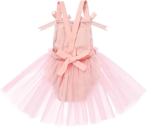 Vista 33 de Traje de bebé niña primer cumpleaños traje de encaje tul mameluco princesa tutú vestido de un año cumpleaños pastel Smash fotografía ropa