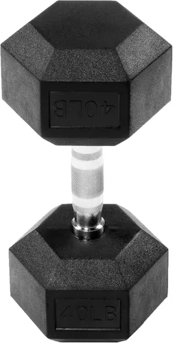 Vista 2 de Rubber Encased Hex Dumbbell with Knurled Alloy Material Non-slip Handle, Basic Professional Dumbbell