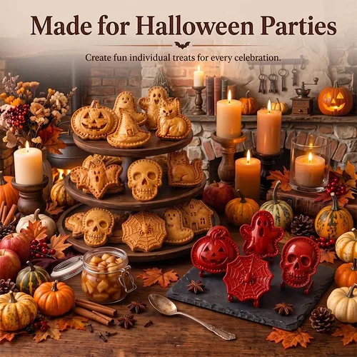 Vista 4 de Juego de moldes para tartas de mano de Halloween, suministros reutilizables E-4 piezas