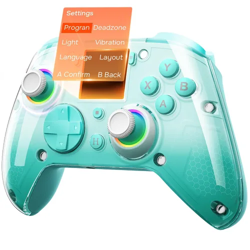 Vista 12 de GUSGU G7 Wireless Gaming Controller with Interactive Screen, 1000Hz Polling Rate, Hall Joysticks & Triggers, 4 Programmable Buttons, Compatible with