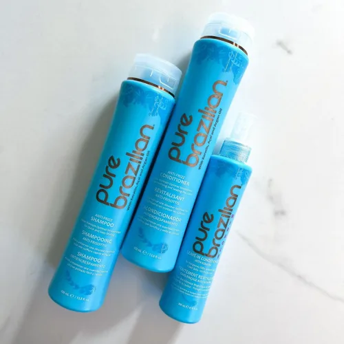 Vista 5 de Pure Brazilian Kit esencial diario de 3 piezas: champú antiencrespamiento, acondicionador y acondicionador milagroso sin enjuague con queratina