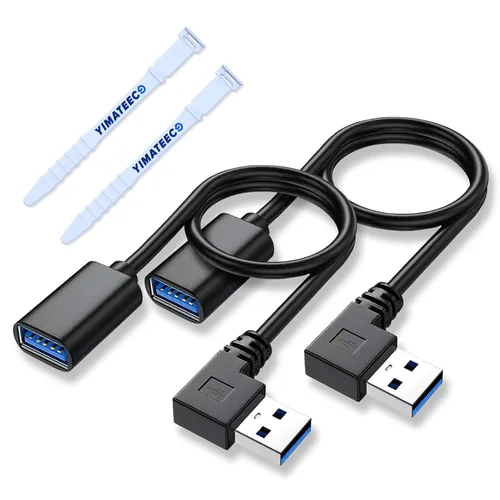 Vista 15 de Cable de extensión USB3.0 en ángulo descendente, cable de extensión USB A hembra a USB-A macho, cable extensor con contactos chapados en oro