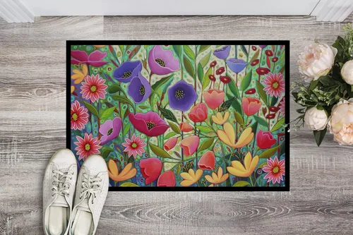 Vista 2 de Caroline's Treasures PPD3013JMAT - Felpudo de 24 x 36 pulgadas, diseño de flores de jardín encantado, para interiores y exteriores, para entrada