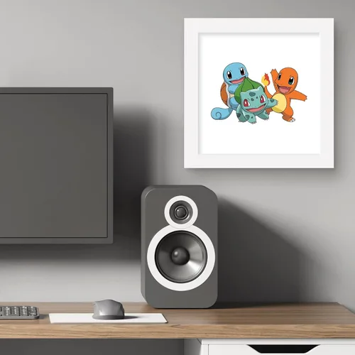 Vista 6 de Gallery Pops Pokemon - Bulbasaur, Charmander, Squirtle - Arte de pared con marco blanco, 12 x 12 pulgadas Versión enmarcada en blanco