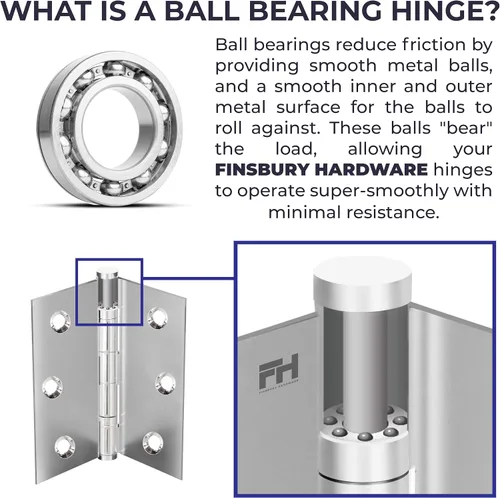 Vista 6 de Solid Brass Door Hinge Heavy Duty Ball Bearing 3.5 x 3.5 Inch - Set of 2 Hinges (Antique Brass)