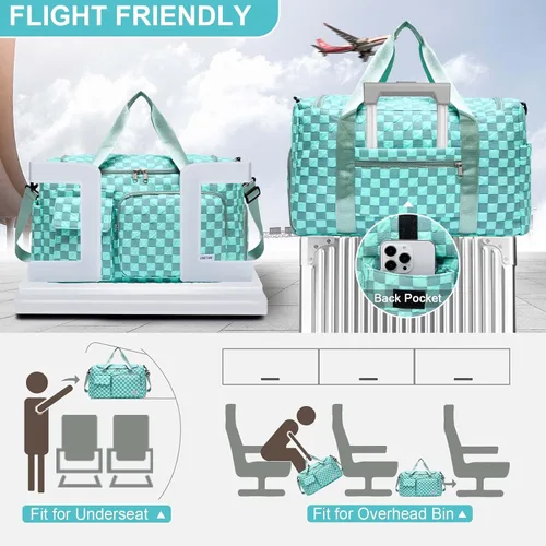 Vista 419 de Pequeña bolsa de gimnasio para mujer, bolsa de viaje con compartimento para zapatos