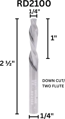 Vista 2 de Whiteside Brocas RD2100 Standard espiral Bit con 1/4-pulgadas de diámetro de corte de carburo sólido y 1 pulgada de longitud de corte