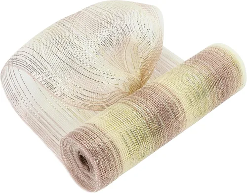 Vista 21 de MEEDEE Cinta de malla dorada de 10 pulgadas de ancho x 30 pies - Rollo de malla metálica decorativa para coronas de árbol de Navidad, guirnalda