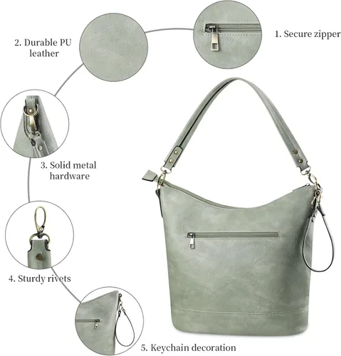 Vista 3 de FUKUYIN Bolso de mano para mujer, bolso de hombro de piel sintética suave para mujer, bolso bandolera grande para mujer