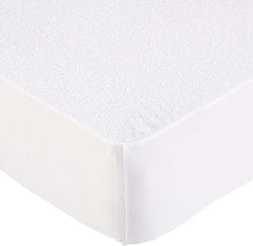 Vista 3 de Amazon Basics Protector de colchón impermeable de 18 pulgadas, tamaño individual, transpirable, lavable a máquina, color blanco