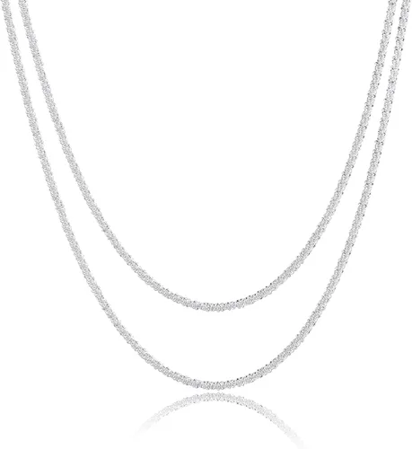 Vista 6 de Tasiso - Juego de gargantilla de espiga, cadena de serpiente de doble capa, collar de cadena de espiga, collar de capas, collar de cadena cubana