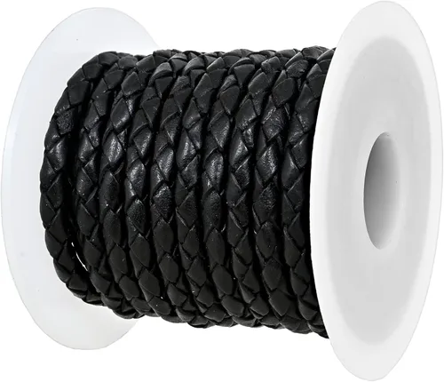 Vista 17 de GENIQUE Cordón de Cuero Trenzado Redondo Genuino, Cuerda de Cuero para Manualidades, Hacer Joyería, Collares, Pulseras (5 Metros)