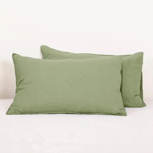 Vista 22 de Simple&Opulence Juego de 2 fundas de almohada 100% lino tamaño Queen, fundas de almohada clásicas azules con cierre superpuesto, protectores