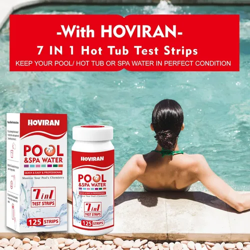 Vista 6 de Tiras de prueba de piscina de 7 vías, 125 tiras de prueba rápidas para piscina, kit de prueba de agua confiable para bañera de hidromasaje